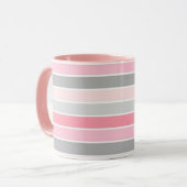 Mug Rayures roses et grises (Devant gauche)