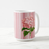 Mug Rayures roses et hortensia (Devant droit)