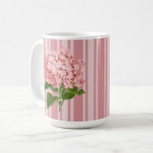 Mug Rayures roses et hortensia (Devant gauche)