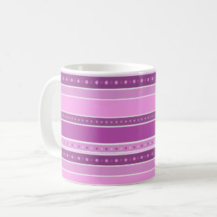 Mug Rayures roses lilas horizontales avec décor à pois