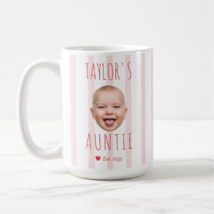 Mug Rayures roses personnalisées avec photo et nom Tan