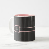 Mug rayures roses sur fond noir (Devant gauche)