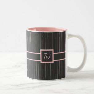 Mug rayures roses sur fond noir