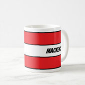 Mug Rayures rouges ajoutez votre nom (Devant droit)