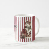 Mug Rayures Rouges Blanches Chat Miaule (Devant droit)