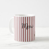 Mug Rayures Rouges Blanches Chat Miaule (Devant gauche)