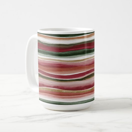 Mug Rayures rouges vertes et or blush blanc (Devant gauche)