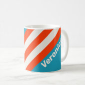 Mug Rayures Rush Coucher de soleil Rétro avec Nom (Devant droit)
