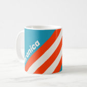 Mug Rayures Rush Coucher de soleil Rétro avec Nom (Devant gauche)