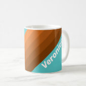 Mug Rayures sarcelle du désert avec nom (Devant droit)