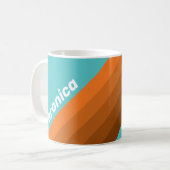 Mug Rayures sarcelle du désert avec nom (Devant gauche)