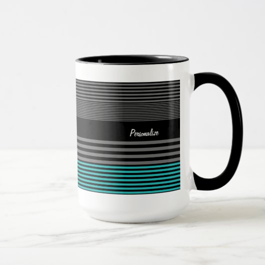 Mug Rayures turquoises de très bon goût et fraîches (Droite)