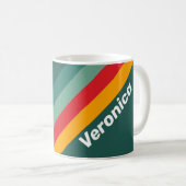 Mug Rayures vertes avec nom (Devant droit)