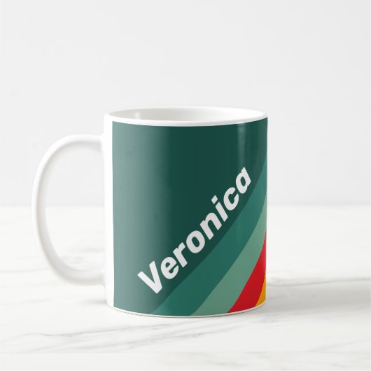 Mug Rayures vertes avec nom (Gauche)