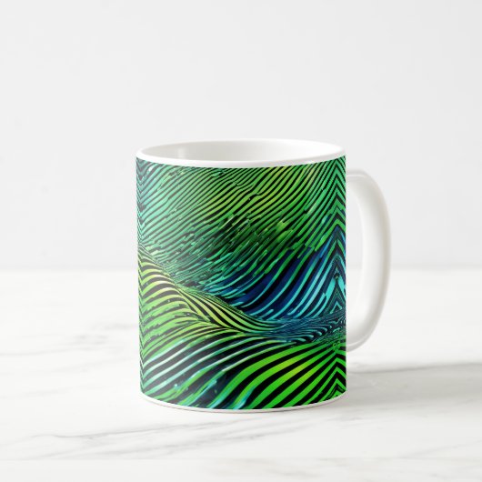 Mug Rayures vertes néon futuristes (Devant droit)