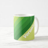Mug Rayures Vertes sur nénuphar avec nom (Devant droit)