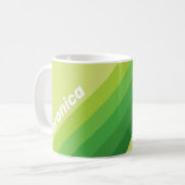 Mug Rayures Vertes sur nénuphar avec nom (Devant gauche)