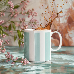 Mug Rayures verticales sarcelle pâle et blanc