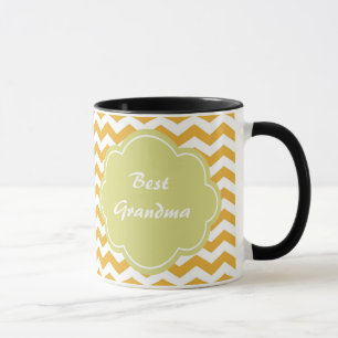 Mug rayures zigzag en chevron jaune ensoleillé vif.