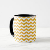 Mug rayures zigzag en chevron jaune ensoleillé vif. (Devant gauche)