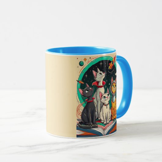 Mug Reading Opens a Gateway to Cosmic Cat Adventures (Devant droit)