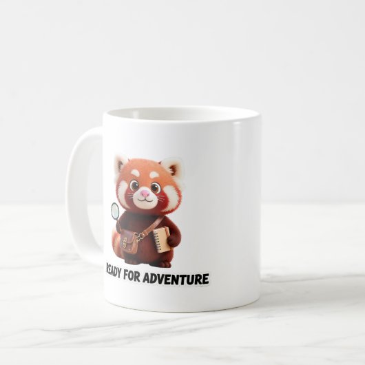 Mug Ready For Adventure Cute Red Panda Explorer (Devant gauche)