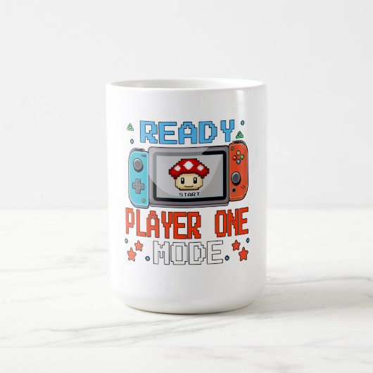 Mug Ready Player One Mode Pixel Art Gaming Shirt (Centre)