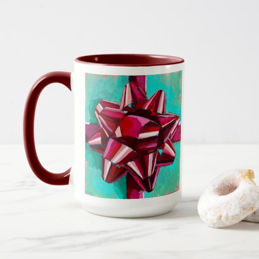 Mug Realistic Bow Painting - Holiday Decor (Avec donut)