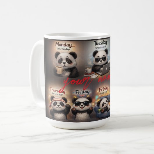 Mug Realistic Cute Panda Emotions for Every Day of the (Devant gauche)