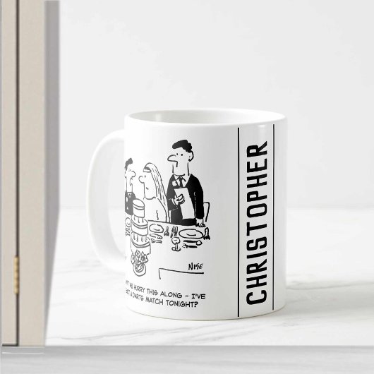 Mug Réception de mariage Le marié a un match de fléche