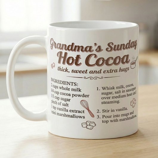 Mug Recette de cacao chaud du dimanche de grand-mère e