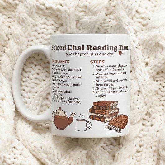 Mug Recette de Chai Épicé pour le Rituel de Lecture