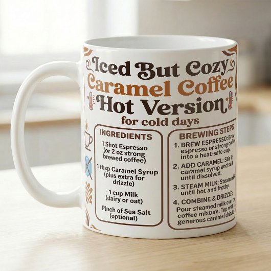 Mug Recette de Latte Caramel Chaud Cozy
