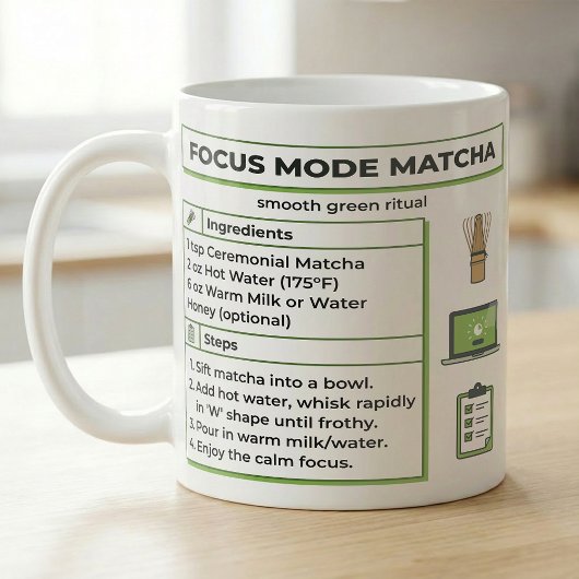 Mug Recette de Matcha Latte Mode Focus