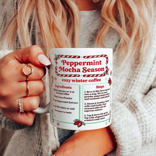 Mug Recette de Mocha à la Menthe Poivrée d'Hiver
