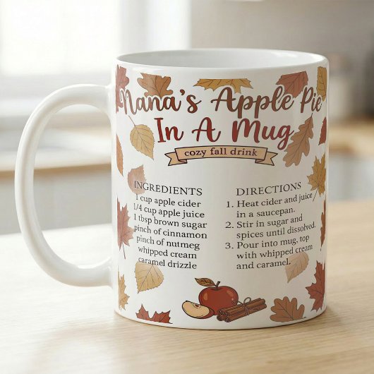 Mug Recette de tarte aux pommes de grand-mère automne