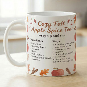 Mug Recette de thé aux épices et à la pomme à l'aquare