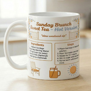 Mug Recette de thé sucré chaud pour brunch sous le por