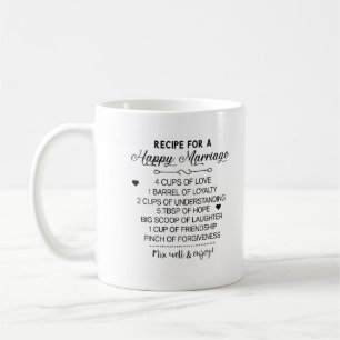 Mug Recette pour les cadeaux de mariage de mariage heu