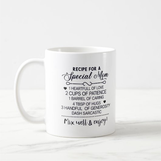 Mug Recette pour un cadeau de fête des mères spécial (Gauche)