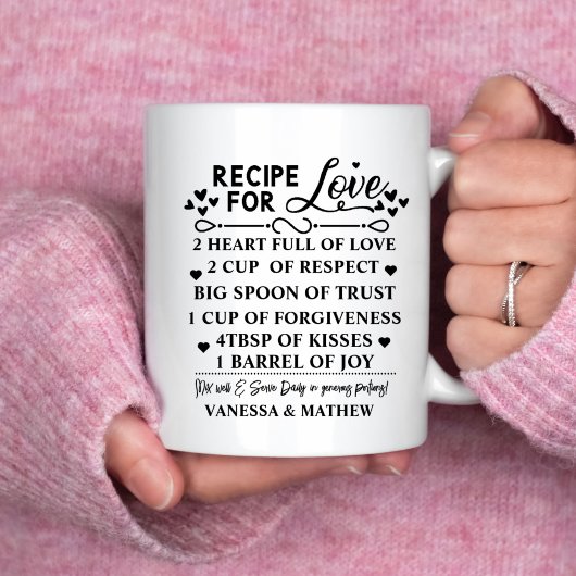 Mug Recette pour un mariage heureux, Cadeau de douche 
