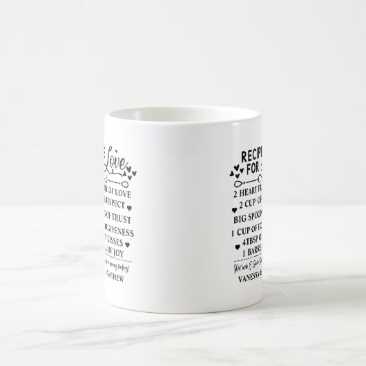 Mug Recette pour un mariage heureux, cadeau de shower (Centre)
