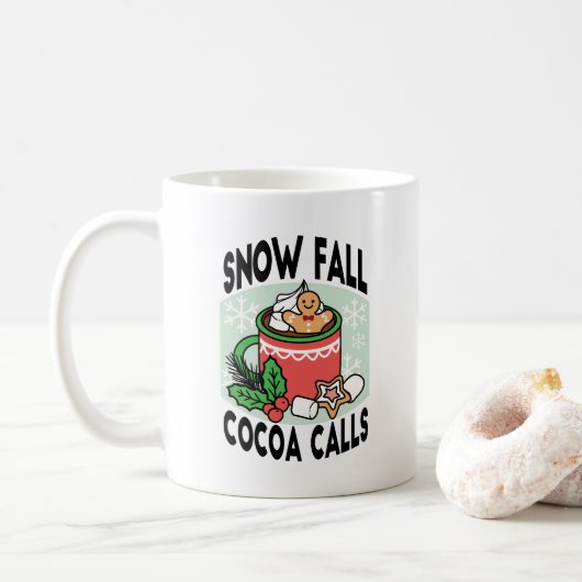 Mug Réchauffez-vous avec les appels de cacao de neige  (Avec donut)