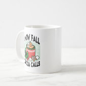 Mug Réchauffez-vous avec les appels de cacao de neige  (Devant gauche)