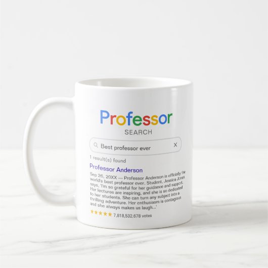 Mug Recherche de professeur préféré drôle avec message (Gauche)