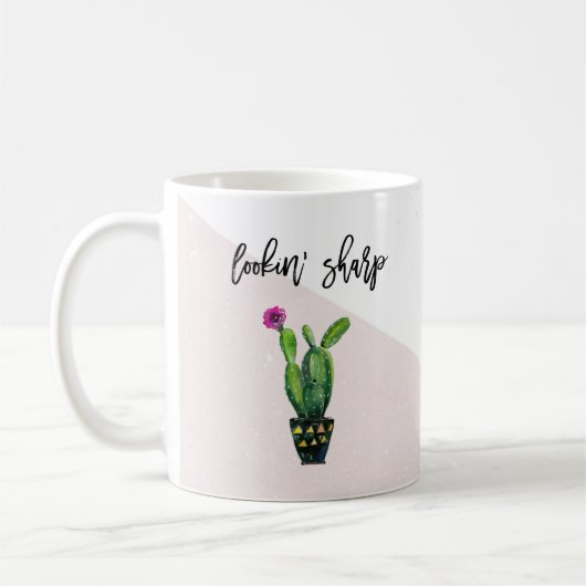 Mug Recherche de Sharp | Marbre rose et cactus (Gauche)