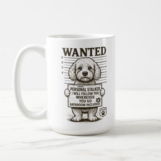 Mug Recherché Funny Chien Personal Stalker (Gauche)