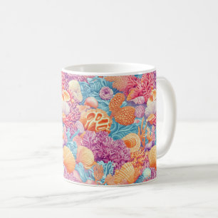 Mug Récif de corail tropical turquoise lavande marin