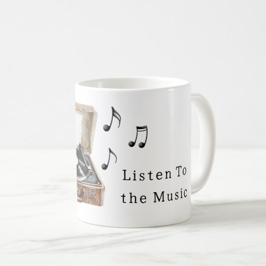 Mug Record Player Music Notes (Devant droit)