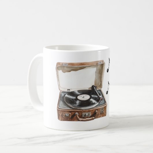 Mug Record Player Music Notes (Devant gauche)